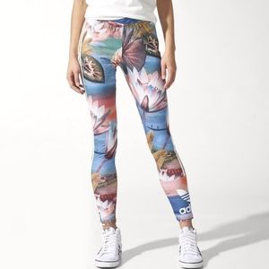 ADIDAS x Farm RIO Collectible Lotus Gorgeous Floral 3 Stripes Logo Leggings S